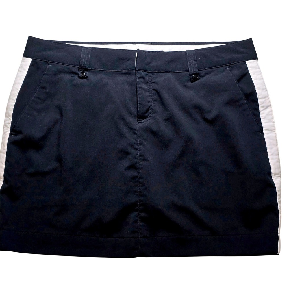 Under Armour Performance Womens Size 14 Golf Skort Black White Stripe Pockets